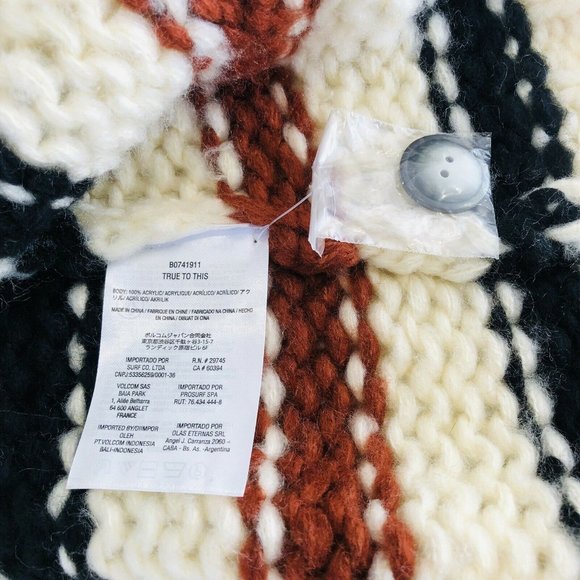 VOLCOM Women's BNWT The Big Cozy Chunky Knit Cardigan Size Med RRP $120 - Picture 5 of 9